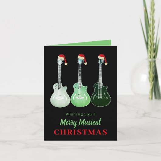 Merry Musical Rock and Roll Kerstgitaar Feestdagen Kaart (Voorkant)