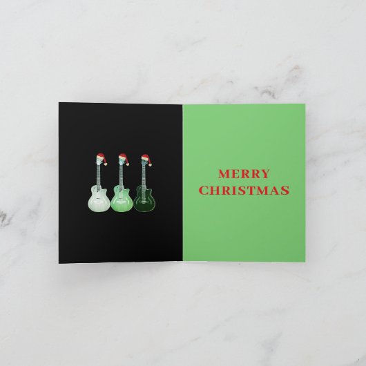 Merry Musical Rock and Roll Kerstgitaar Feestdagen Kaart (Binnen)