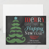 Merry Mustache Chalkboard kerstkaart (Voorkant / Achterkant)