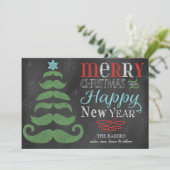 Merry Mustache Chalkboard kerstkaart (Staand voorkant)