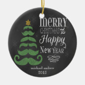 Merry Mustache Chalkboard kerstversiering Keramisch Ornament (Voorkant)