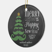 Merry Mustache Chalkboard kerstversiering Keramisch Ornament (Links)