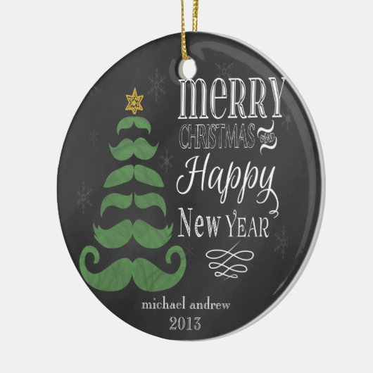 Merry Mustache Chalkboard kerstversiering Keramisch Ornament (Links)