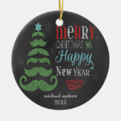 Merry Mustache Chalkboard kerstversiering Keramisch Ornament (Voorkant)