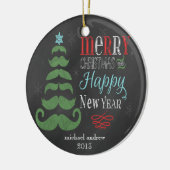 Merry Mustache Chalkboard kerstversiering Keramisch Ornament (Links)