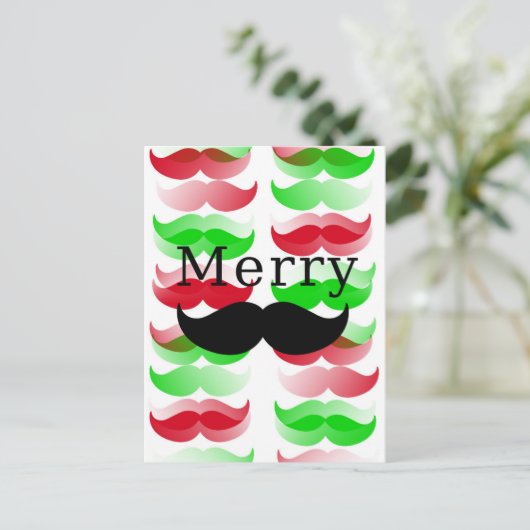 Merry Mustache Feestdagenkaart (Staand voorkant)