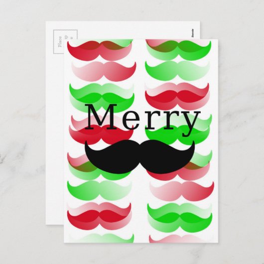 Merry Mustache Feestdagenkaart (Voorkant / Achterkant)