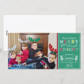 Merry n Bright Feestdagen Modern Foto Kerstmis Feestdagenkaart (Voorkant / Achterkant)