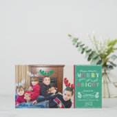 Merry n Bright Feestdagen Modern Foto Kerstmis Feestdagenkaart (Staand voorkant)
