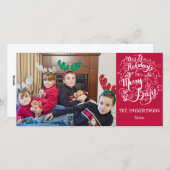 Merry n Bright Feestdagen Modern Foto Kerstmis Feestdagenkaart (Voorkant / Achterkant)