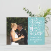 Merry n Bright Feestdagen Modern Foto Kerstmis Feestdagenkaart (Staand voorkant)