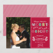 Merry n Bright Feestdagen Modern Foto Kerstmis Feestdagenkaart (Voorkant / Achterkant)
