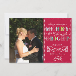 Merry n Bright Feestdagen Modern Foto Kerstmis Feestdagenkaart