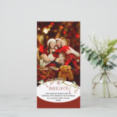 Merry n Bright Feestdagen Modern Foto Kerstmis Feestdagenkaart (Staand voorkant)