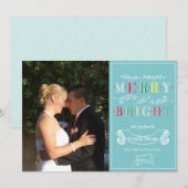 Merry n Bright Feestdagen Modern Foto Kerstmis Feestdagenkaart (Voorkant / Achterkant)