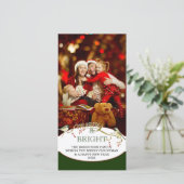 Merry n Bright Feestdagen Modern Foto Kerstmis Feestdagenkaart (Staand voorkant)