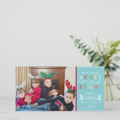 Merry n Bright Feestdagen Modern Foto Kerstmis Feestdagenkaart (Staand voorkant)