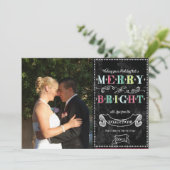 Merry n Bright Feestdagen Modern Foto Kerstmis Feestdagenkaart (Staand voorkant)