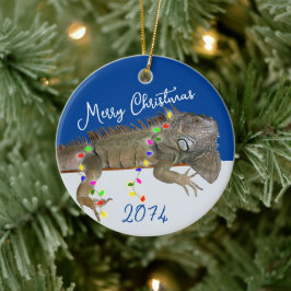Merry n Bright Pet Iguana Kerstmis Keramisch Ornament