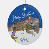 Merry n Bright Pet Iguana Kerstmis Keramisch Ornament (Links)