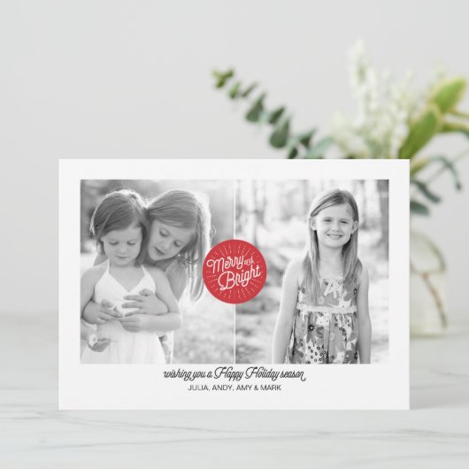 Merry n BrightStor 2 Photo Holiday Kaart (Staand voorkant)