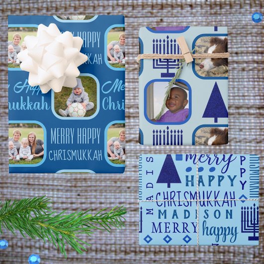 Merry Navy InterGeloof Chrismukkah Assortment Inpakpapier Vel