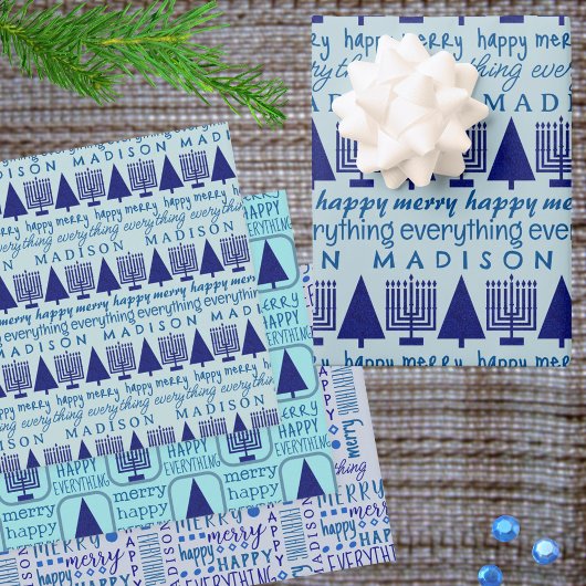 Merry Navy Interreligieuze Alles bijvoegen Kindern Inpakpapier Vel