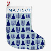 Merry Navy Interreligieuze Chrismukkah Cute Childs Grote Kerstsok (Voorkant)