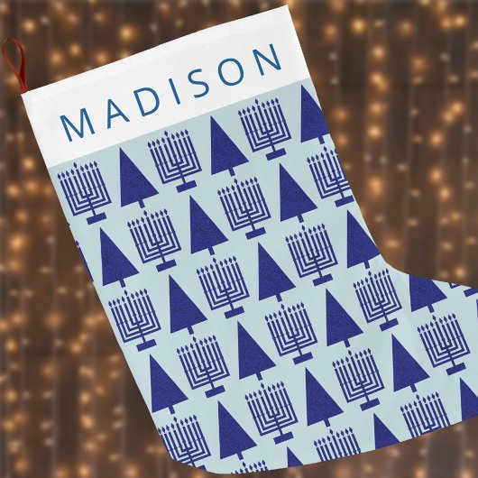 Merry Navy Interreligieuze Chrismukkah Cute Childs Grote Kerstsok