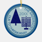 Merry Navy Interreligieuze Cute 1st Chrismukkah Fo Keramisch Ornament (Voorkant)