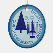 Merry Navy Interreligieuze Cute 1st Chrismukkah Fo Keramisch Ornament (Links)