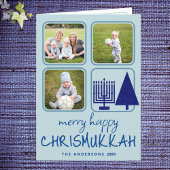 Merry Navy Interreligieuze Cute Handwriting 3 Foto Feestdagen Kaart