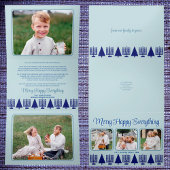 Merry Navy Interreligieuze Elegant Script 4 Foto Drieluik Wenskaart