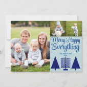 Merry Navy Interreligieuze Tree Menorah Cute 3 Fot Feestdagenkaart (Voorkant)