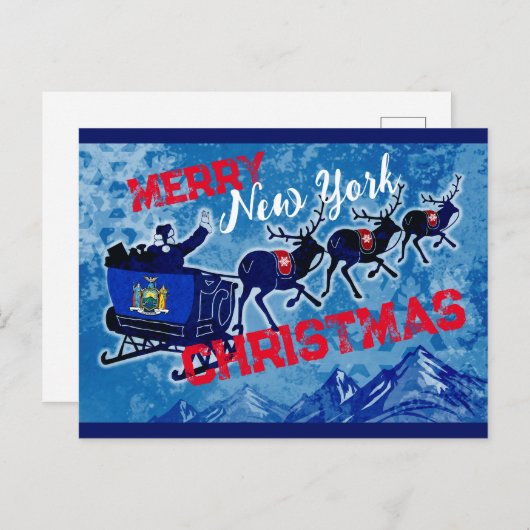 Merry New York vlag kerstbriefkaart Feestdagenkaart (Voorkant / Achterkant)