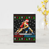 Merry Nmas Ugly Christmas Santa Claus Wrestling Bo Kaart (Gele Bloem)