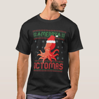 Merry Octomas Funny Octopus Ugly KerstSweater T-shirt
