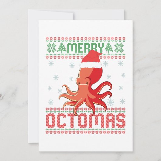 Merry Octomas Funny Ugly KerstSweater Octopus Bedankkaart (Voorkant)
