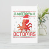 Merry Octomas Funny Ugly KerstSweater Octopus Bedankkaart (Staand voorkant)