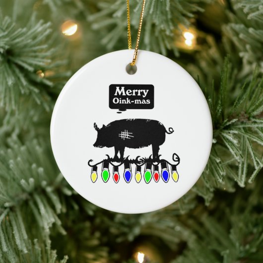 Merry Oink-Mas Keramisch Ornament (Boom)