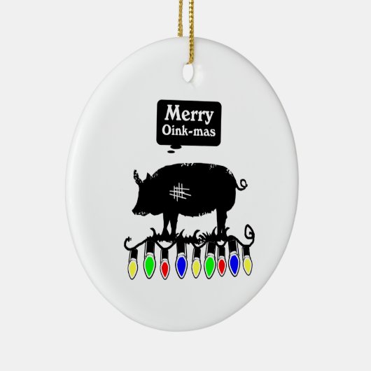 Merry Oink-Mas Keramisch Ornament (Rechts)