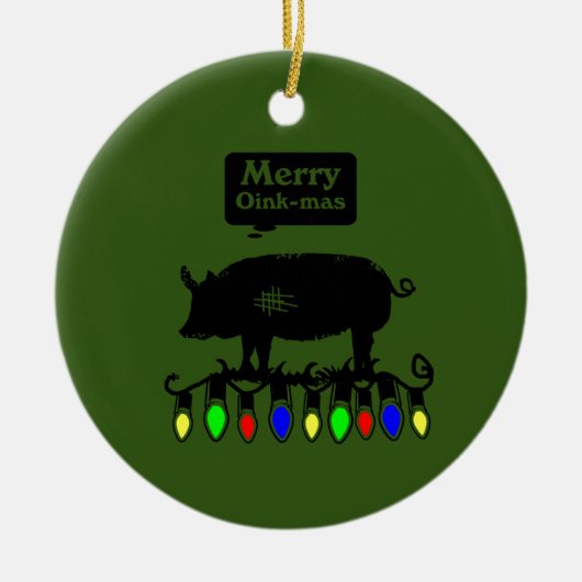 Merry Oink Mas Keramisch Ornament (Voorkant)
