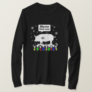 Merry Oink-Mas Sneeuwvlokken T-shirt