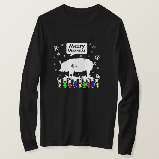 Merry Oink-Mas Sneeuwvlokken T-shirt (Design voorkant)