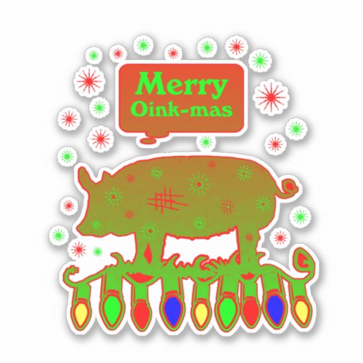 Merry oink mas sticker (Voorkant)
