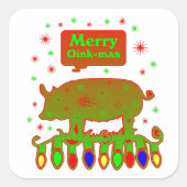 Merry Oink Mas Vierkante Sticker (Voorkant)