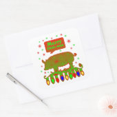 Merry Oink Mas Vierkante Sticker (Envelop)