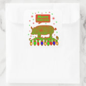 Merry Oink Mas Vierkante Sticker (Tas)