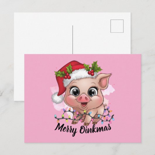 Merry Oinkmas Feestdagenkaart (Voorkant / Achterkant)