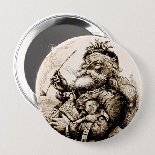 Merry Old Santa Claus Ronde Button 4,0 Cm (Voorkant /achterkant)